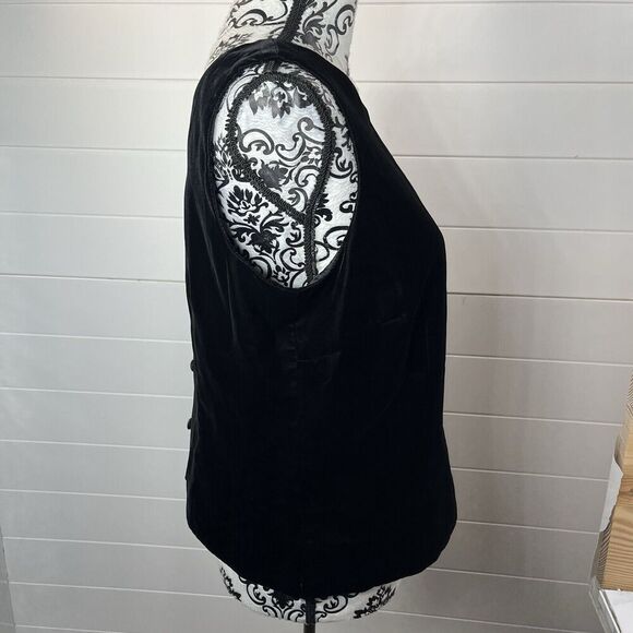 Talbots Vintage Black Velvet Shell Button Back Top 10 Victorian Goth Regency - Picture 3 of 11